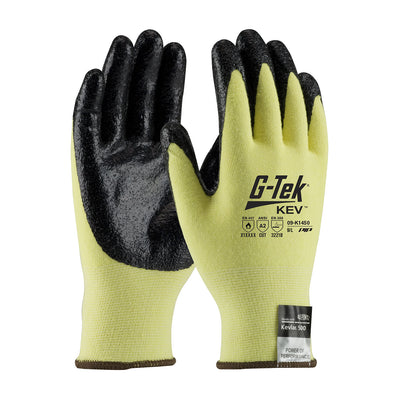 PIP 09-K1450 G-Tek KEV Seamless Knit Kevlar/Elastane Glove with Nitrile Coated Smooth Grip on Palm and Fingertips - Medium Weight (One Dozen)