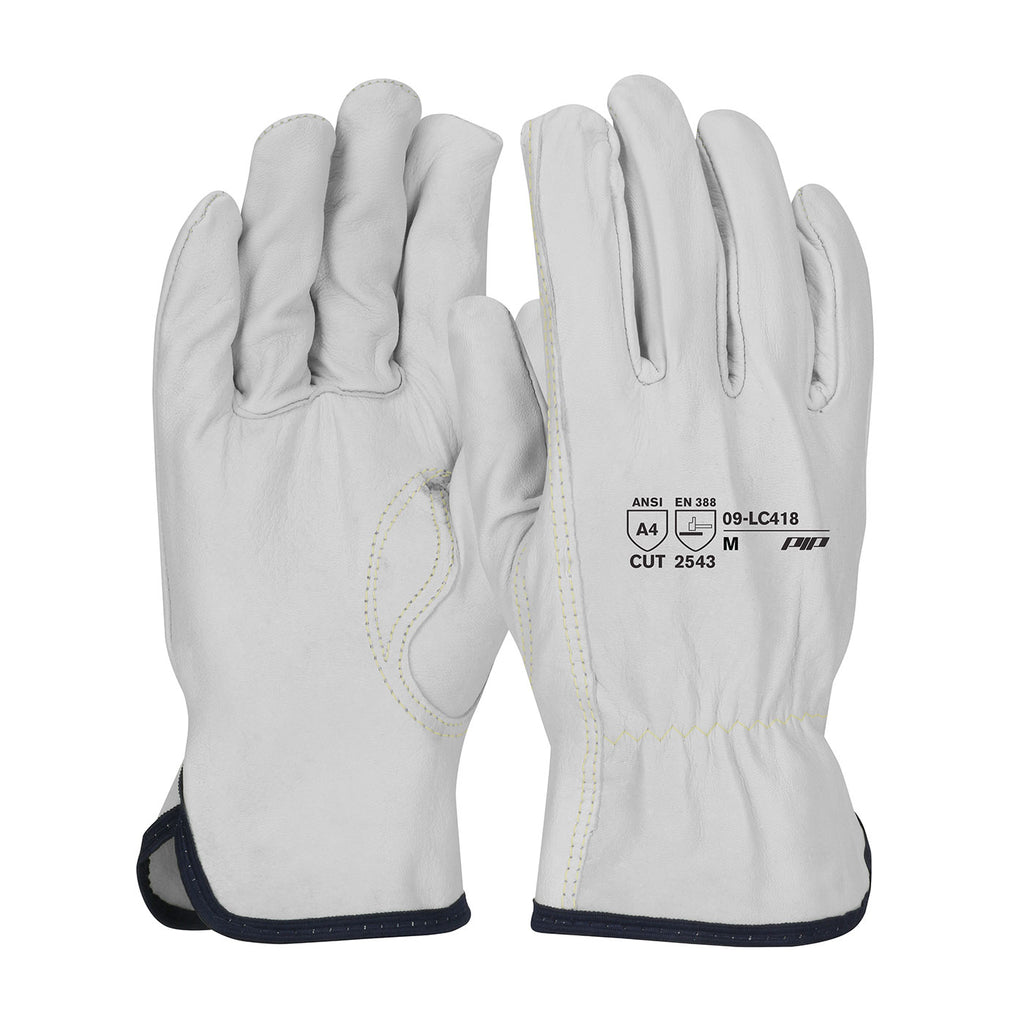 PIP 09-LC418 Premium Grade Top Grain Goatskin Leather Drivers with Aramid Blend Lining Keystone Thumb Glove (One Dozen)