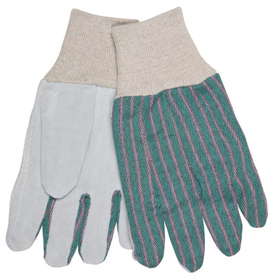 MCR Safety 1042 Knit Wrist Clute Pattern Split Leather Palm Work Gloves, Small (One Dozen)