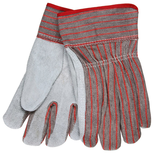 MCR Safety 1080 Clute Pattern with Safety Cuff Select Shoulder Split Leather Palm Work Gloves, Large (One Dozen)