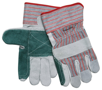 MCR Safety 1211 2.5 Inch Rubberized Safety Cuff Split Leather Double Palm Work Gloves (One Dozen)