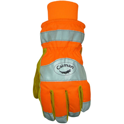 Caiman 1353 Hi-Vis Back Heatrac Insulation Cowhide Leather Palm Glove (1 Pair)
