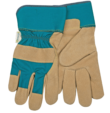 Kinco 1412W Woman's Aqua Cotton-Blend Canvas Fabric Back Suede Pigskin Leather Palm Gloves (One Dozen) - image 2