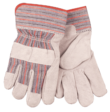 Kinco 1498 Economy Striped Cotton-Blend Canvas Fabric Back, Starched Cotton-Blend Canvas Fabric Safety Cuff Leather Palm Gloves (3 Pair)
