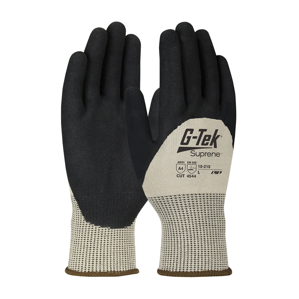 G-Tek Suprene 15-215 Seamless Knit Blended Glove with Nitrile Coated MicroSurface Grip on Palm, Fingers and Knuckles (One Dozen)