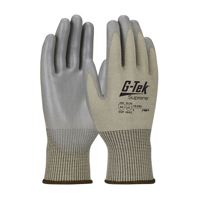 G-Tek Suprene 15-340 Seamless Knit Blended Glove with Polyurethane Coated Flat Grip on Palm and Fingers (One Dozen)