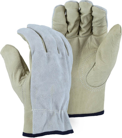 Majestic 1533 B Grade Split Cowhide Keystone Thumb Drivers Glove (One Dozen)
