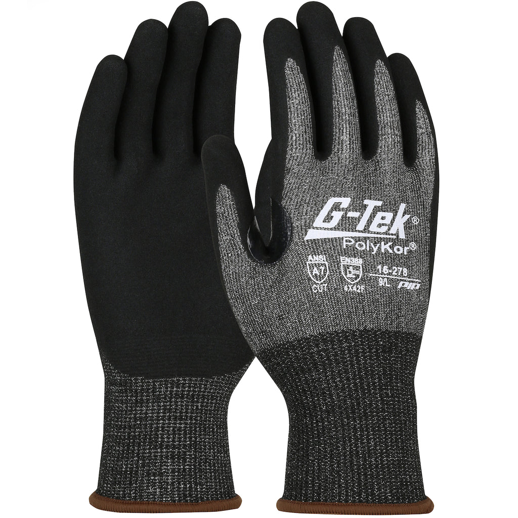 G-Tek PolyKor X7 16-278 Seamless Knit Blended Glove with Nitrile Coated Grip Touchscreen Compatible (One Dozen)