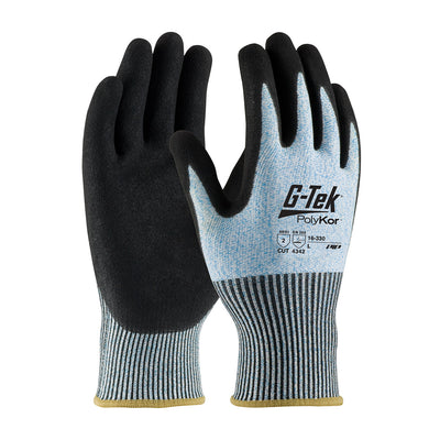 G-Tek PolyKor 16-330 Seamless Knit PolyKor Blended Glove with Double-Dipped Nitrile Coated MicroSurface Grip (One Dozen)