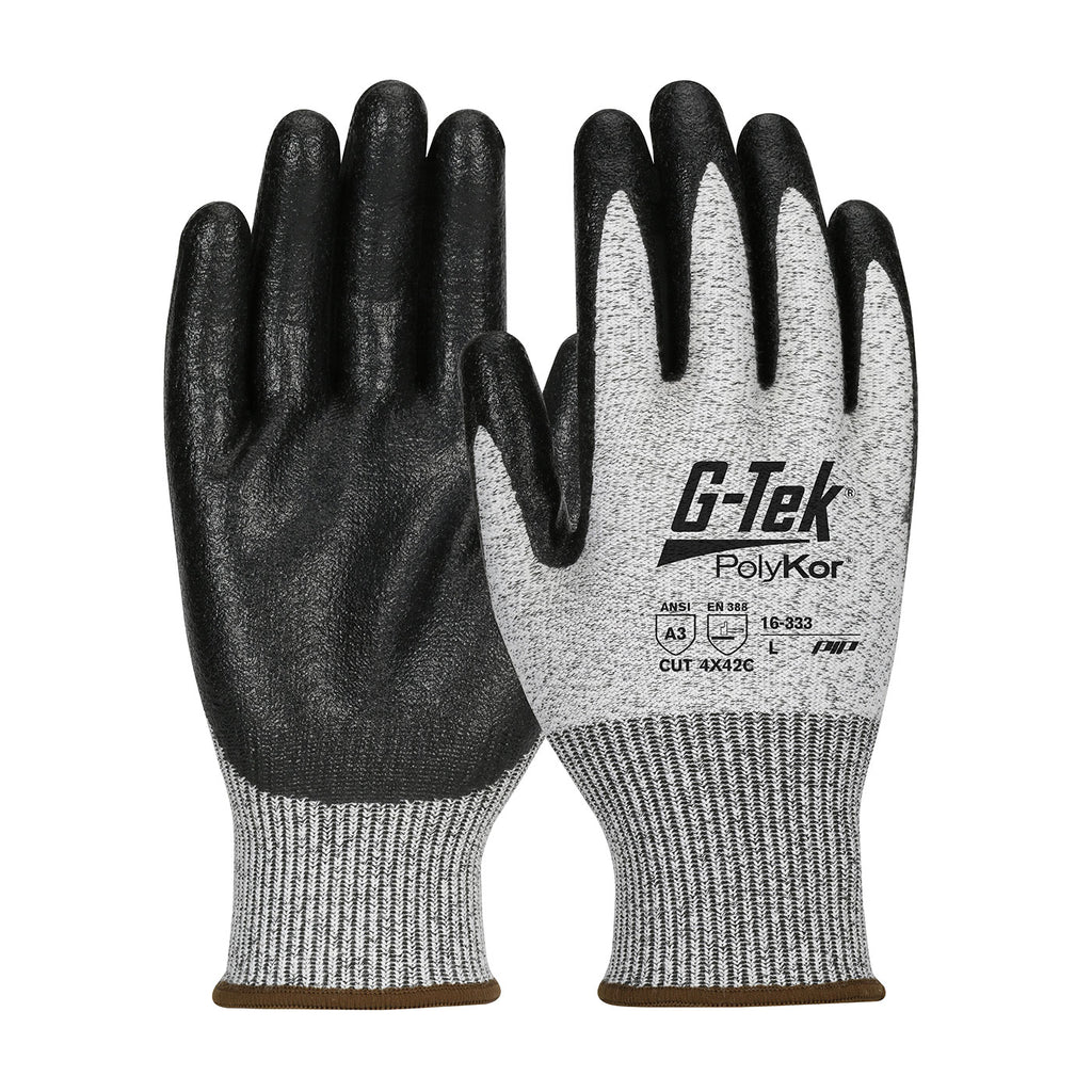 G-Tek PolyKor 16-333 Seamless Knit Blended Glove with Nitrile Coated MicroSurface Grip (One Dozen)