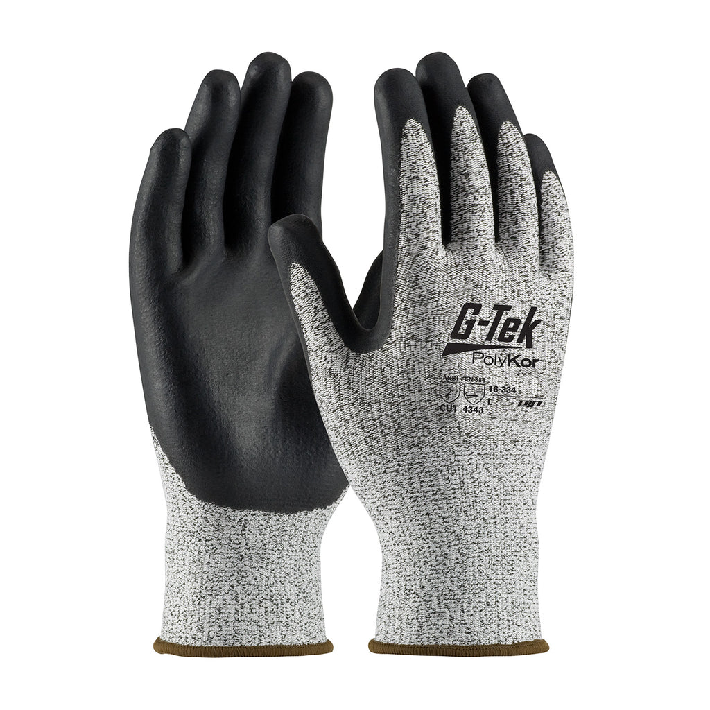 G-Tek PolyKor 16-334 Seamless Knit Blended Glove with Nitrile Coated Foam Grip on Palm (One Dozen)