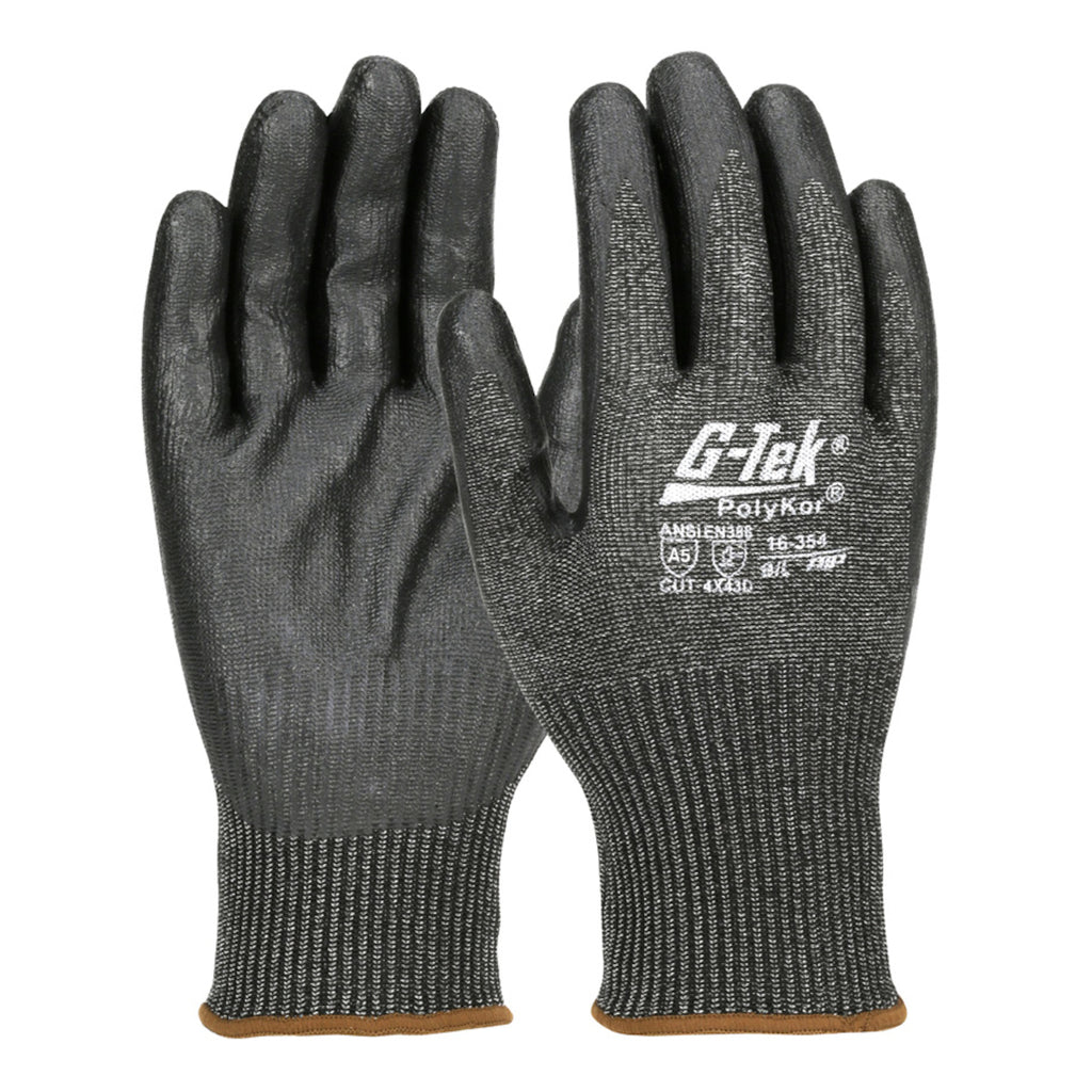 G-Tek PolyKor 16-354 Seamless Knit Nitrile Coated Foam Grip Cut Resistant Gloves (One Dozen)