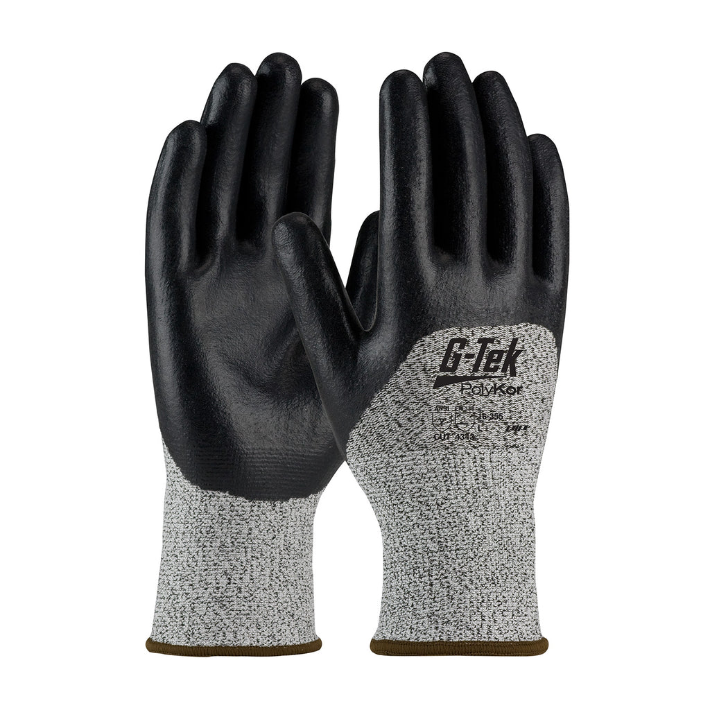 G-Tek PolyKor 16-355 Seamless Knit Nitrile Coated Foam Grip Cut Resistant Safety Gloves (One Dozen)