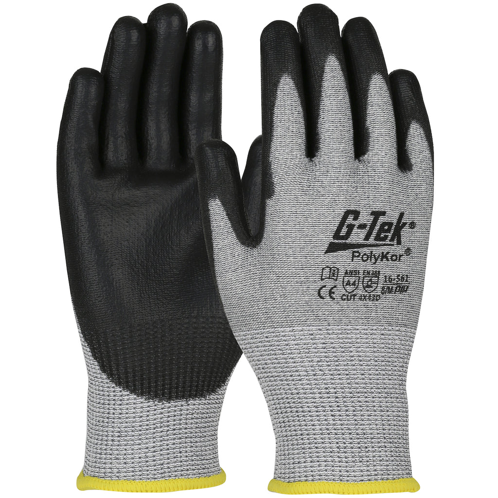 G-Tek PolyKor 16-561 Touchscreen Compatible Seamless Knit  Polyurethane Coated Flat Grip Glove (One Dozen)