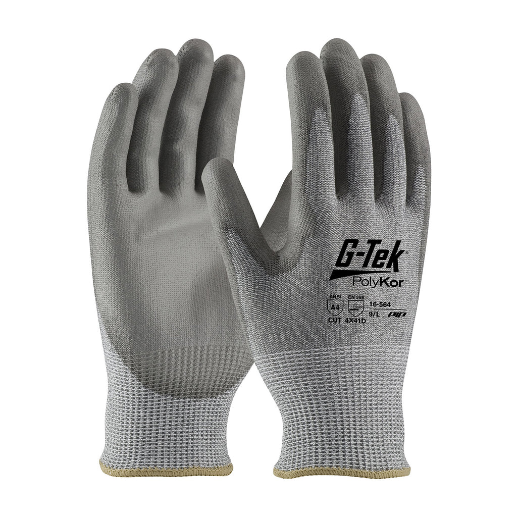 G-Tek PolyKor 16-564 Industry Grade Seamless Knit Polyurethane Coated Flat Grip Bulk Pack (One Dozen)