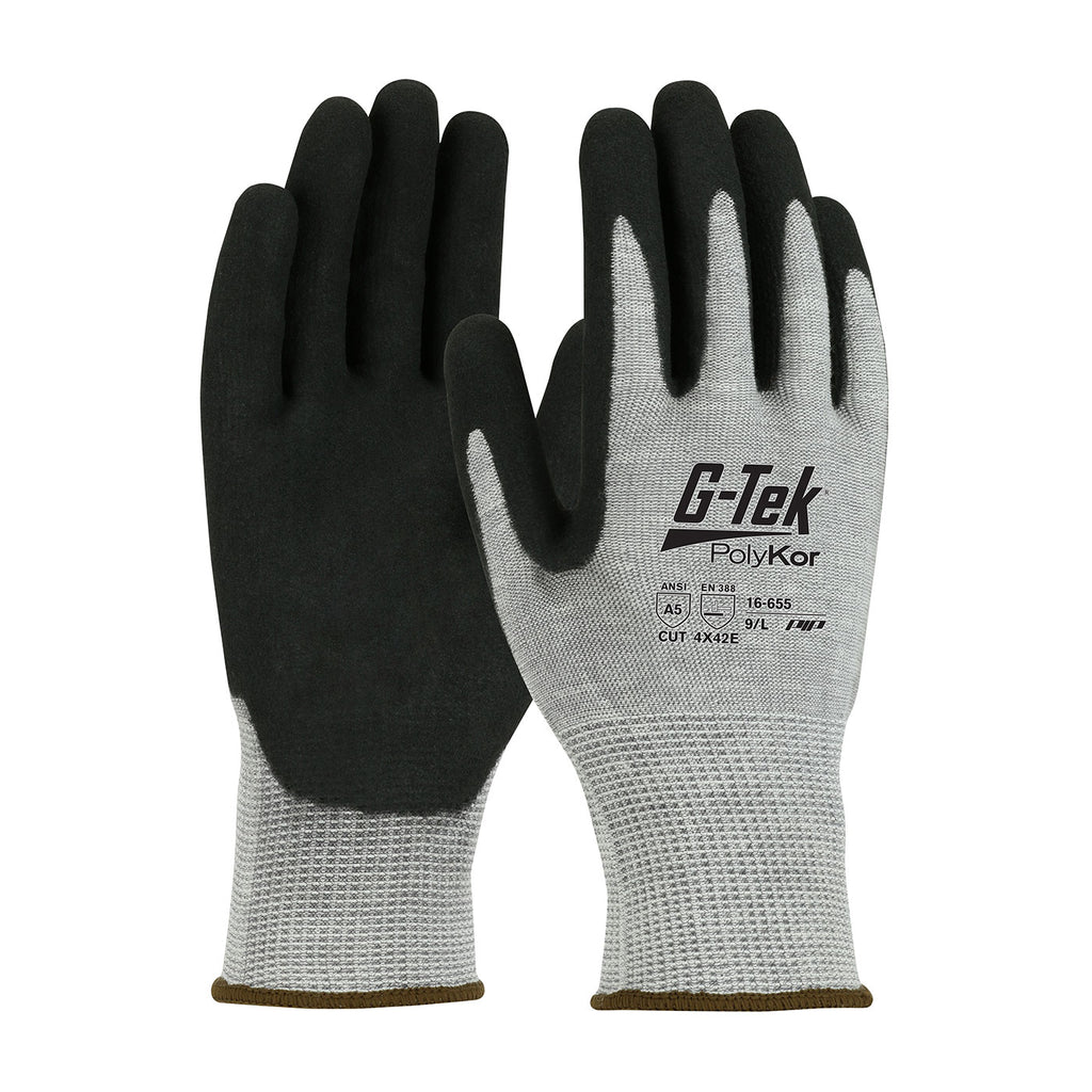 G-Tek PolyKor 16-655 Seamless Knit Double-Dipped Nitrile Coated MicroSurface Grip Glove (One Dozen)