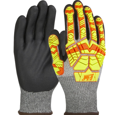 G-Tek PolyKor 16-MP230HV Seamless Knit Blended with Hi-Vis Impact Protection and Nitrile Foam Coated Glove (One Dozen)