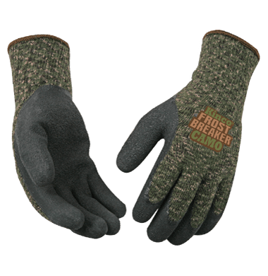 Kinco 1788 FrostBreaker Camouflage Heavy Thermal 7-Gauge Acrylic Knit Shell Crinkle Latex Coated Palm Acrylic & Elastic Knit Wrist Gloves (3 Pair)