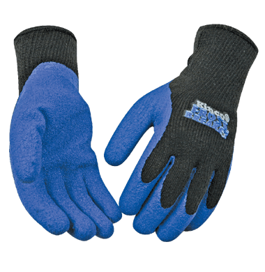 Kinco 1789 Frost Breaker Black Heavy Thermal 7-Gauge Acrylic Knit Shell Crinkle Latex Coated Palm Acrylic & Elastic Knit Wrist Gloves (3 Pair)