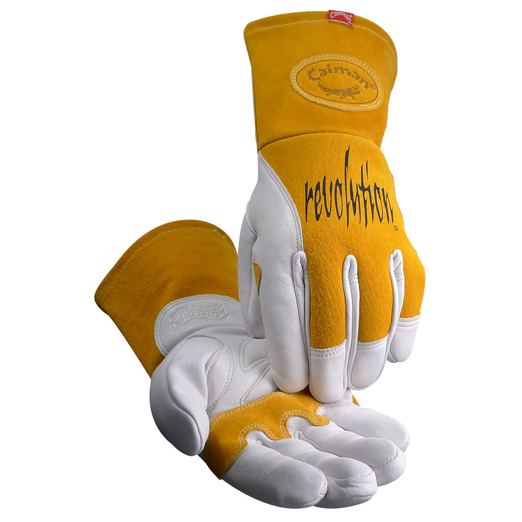 a pair of premium welder's gloves from Caiman brand