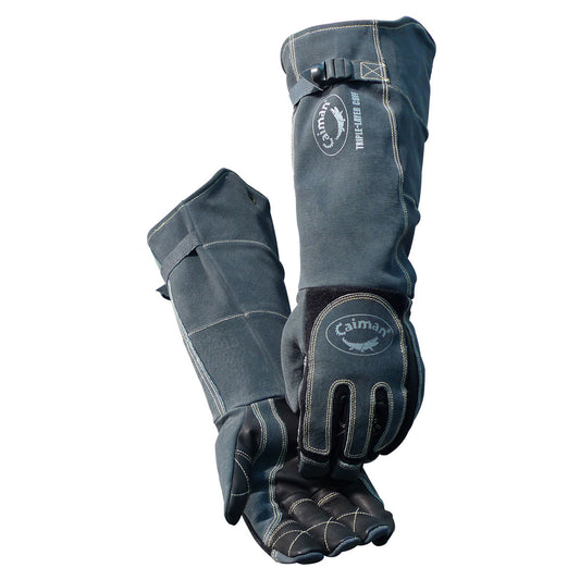 Caiman 1879 21" Pigskin Heavy Duty Triple Layer Cuff MIG/Stick/Welding Gloves, Large, (1 Pair)