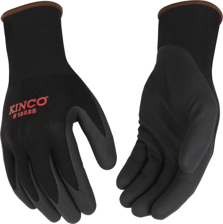 Kinco 1888B 15-Gauge Nylon-Spandex Blend Knit Shell Breathable Black Micro-Foam Nitrile Coated Palm Elastic Knit Wrist Glove (6 Pair)