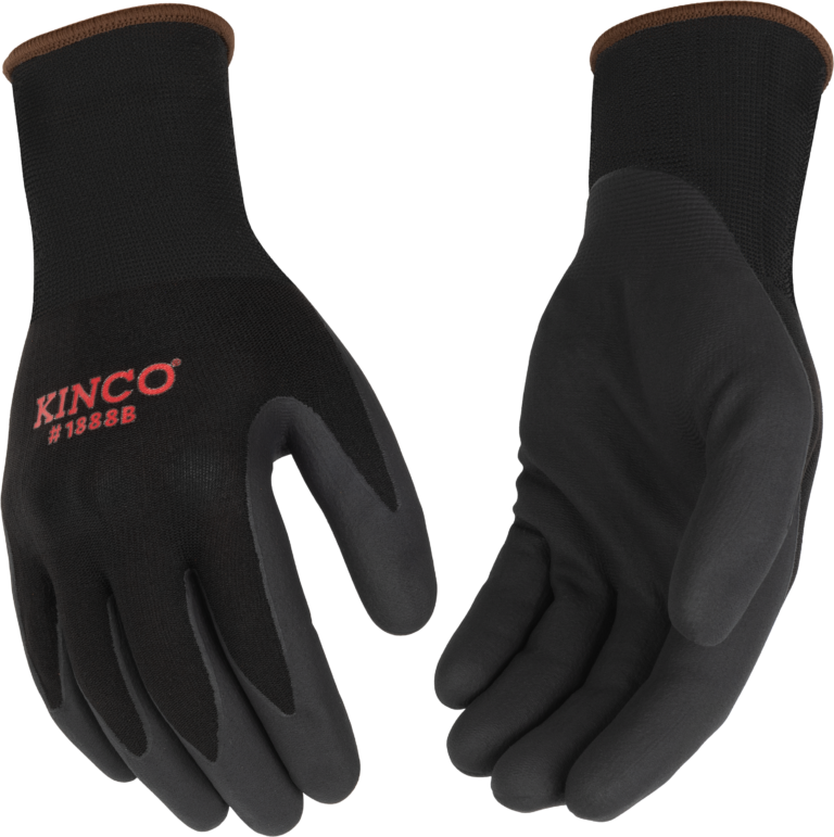 Kinco 1888B 15-Gauge Nylon-Spandex Blend Knit Shell Breathable Black Micro-Foam Nitrile Coated Palm Elastic Knit Wrist Glove (One Dozen)