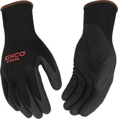 Kinco 1888B 15-Gauge Nylon-Spandex Blend Knit Shell Breathable Black Micro-Foam Nitrile Coated Palm Elastic Knit Wrist Glove (One Dozen)