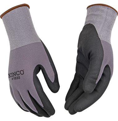 Kinco 1888 15-Gauge Blend Knit Shell Breathable Micro-Foam Nitrile Coated Palm Nylon-Spandex Blend Elastic Knit Wrist Glove (6 Pair)