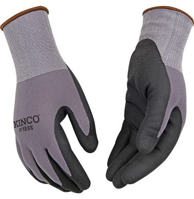 Kinco 1888 15-Gauge Blend Knit Shell Breathable Micro-Foam Nitrile Coated Palm Nylon-Spandex Blend Elastic Knit Wrist Glove (One Dozen)