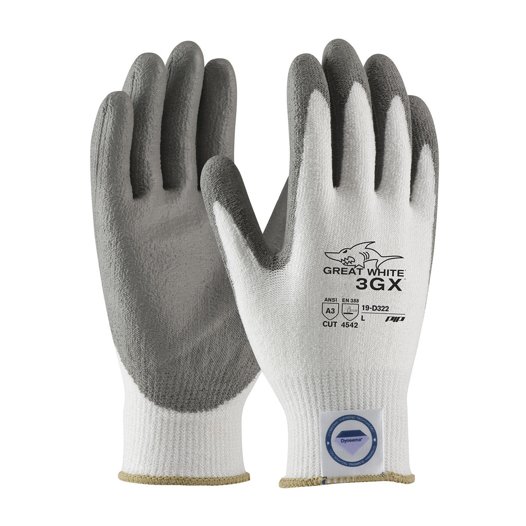 PIP 19-D322 Great White 3GX Knit Dyneema Polyurethane Coated Gloves (One Dozen)