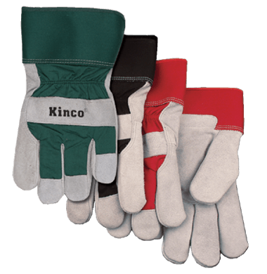 Kinco 1932 Suede Cowhide Safety Cuff with Shirred Elastic Wrist Wing Thumb Thermal Insulation Gloves (3 Pair)