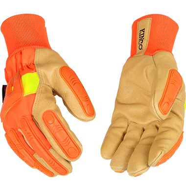 Kinco 1938KWA Hi-Vis Golden Grain Pigskin Palm PVC Impact Protection Sewn Thermal Insulation Gloves (One Dozen) - image 1