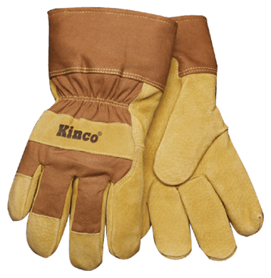 Kinco 1958 HydroFlector Heavy Duck Canvas Fabric Back Lined Suede Pigskin Waterproof Thermal Insulation Gloves (3 Pair)
