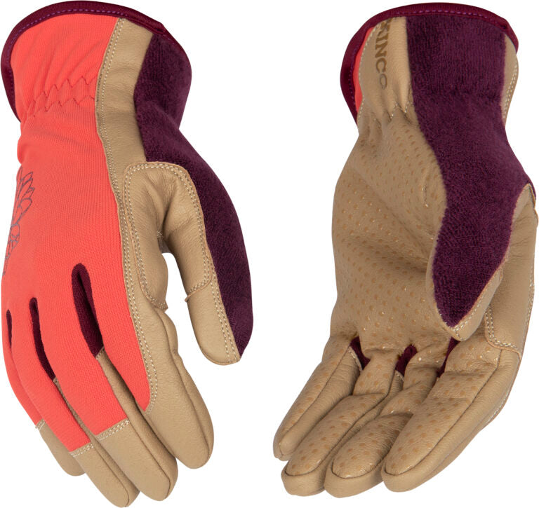 KincoPro 2004W Polyester-Spandex Grain Synthetic Leather Palm Wing Thumb Design Glove (3 Pair)