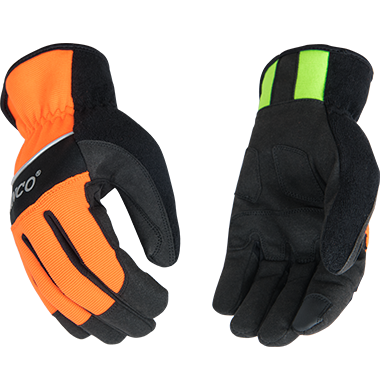 Kinco 2012HV Hi-vis Polyester-Spandex Fabric Back Safety Pro Touch-Screen Compatible Driver Gloves (One Dozen)