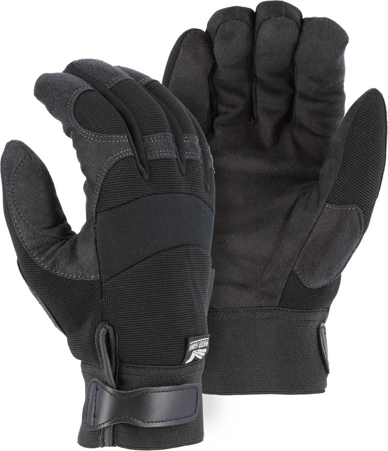 Majestic 2137BKH Winter Lined Armor Skin Synthetic Leather Mechanics Glove with Knit Back (One Dozen)
