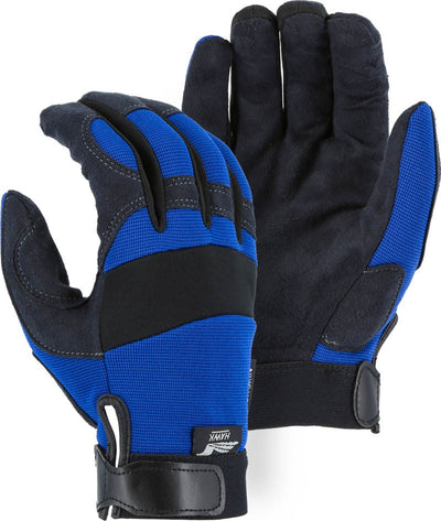 Majestic 2137BL Armor Skin Blue Stretch with Knit Back Neoprene Knuckle Mechanics Glove (One Dozen)