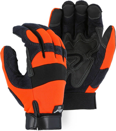 Majestic 2139HO Armor Skin Mechanics Glove with PVC Double Palm and Knit Back Orange (One Dozen)