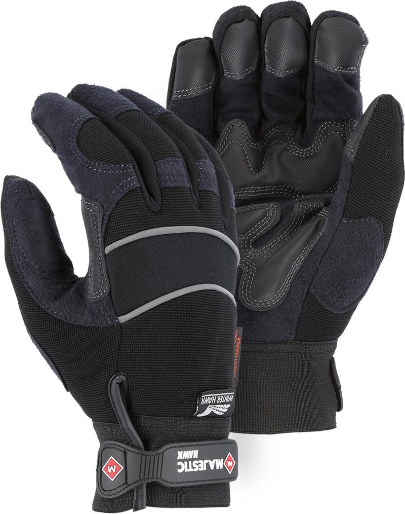 Majestic 2145BKH Winter Lined Armor Skin Velcro M-patch Water proof Heatlok Gloves (One Dozen)