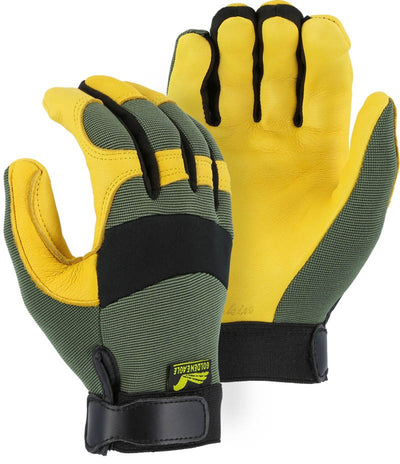 Majestic 2150GR Golden Eagle with Deerskin Palm and Knit Back Mechanics Glove (One Dozen)