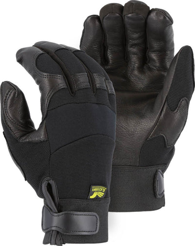 Majestic 2151H Winter Lined Black Hawk with Deerskin Palm and Knit Back Mechanics Glove (One Dozen)