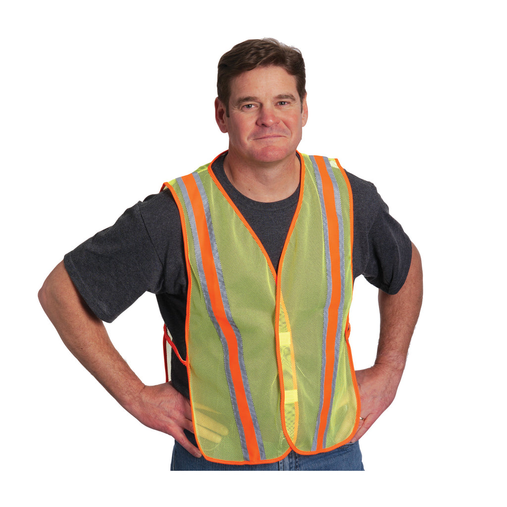 PIP 300-0900 Non-ANSI Two-Tone Breathable Polyester Mesh Fabric Safety Vest (One Dozen)