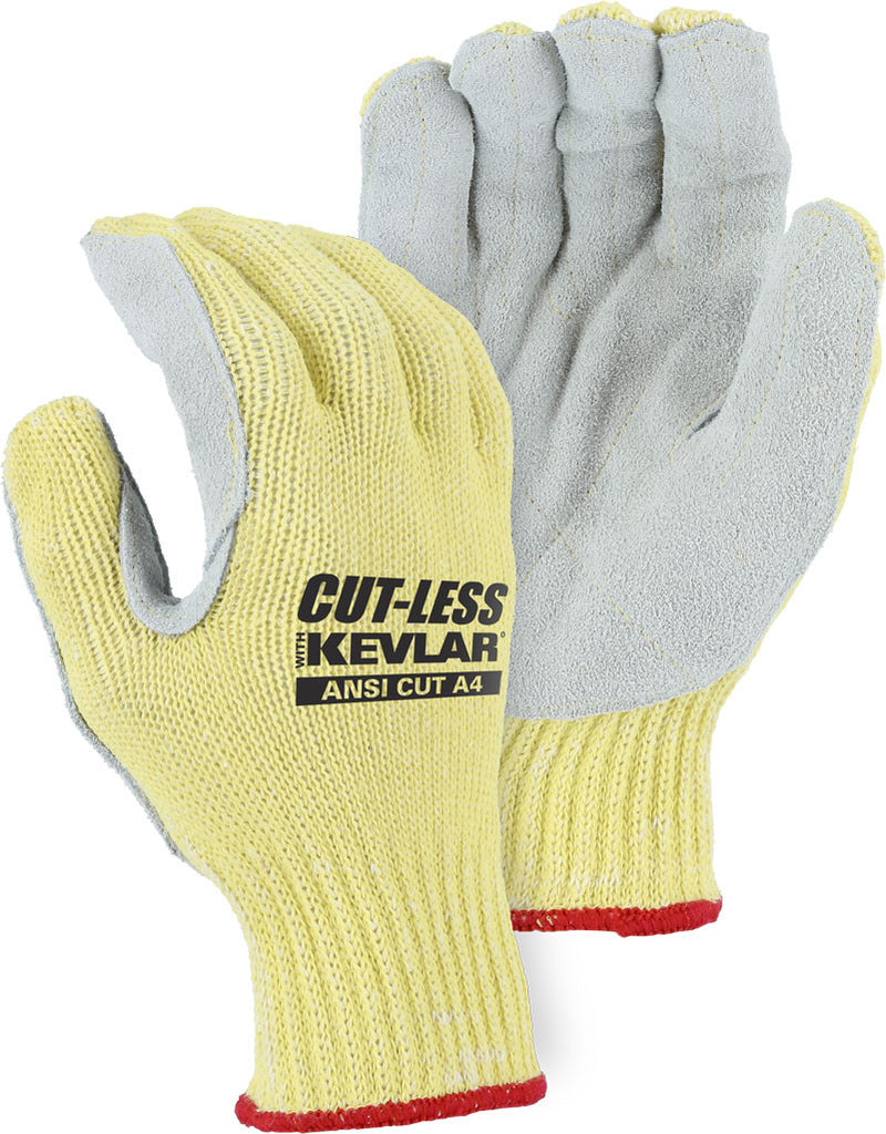 Majestic 3120 Cut Less With Kevlar Leather Palm Cut Resistant Knit Gloves (One Dozen)
