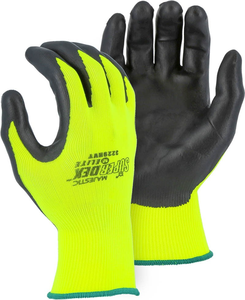 Majestic 3229HVY SuperDex Heavyweight Foam Nitrile Coated Glove on High Visibility Nylon Liner (One Dozen)