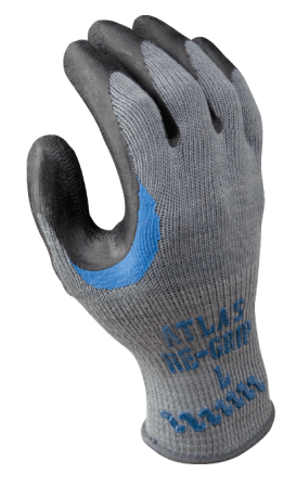 a gray palm coated work glove from Atlas brand