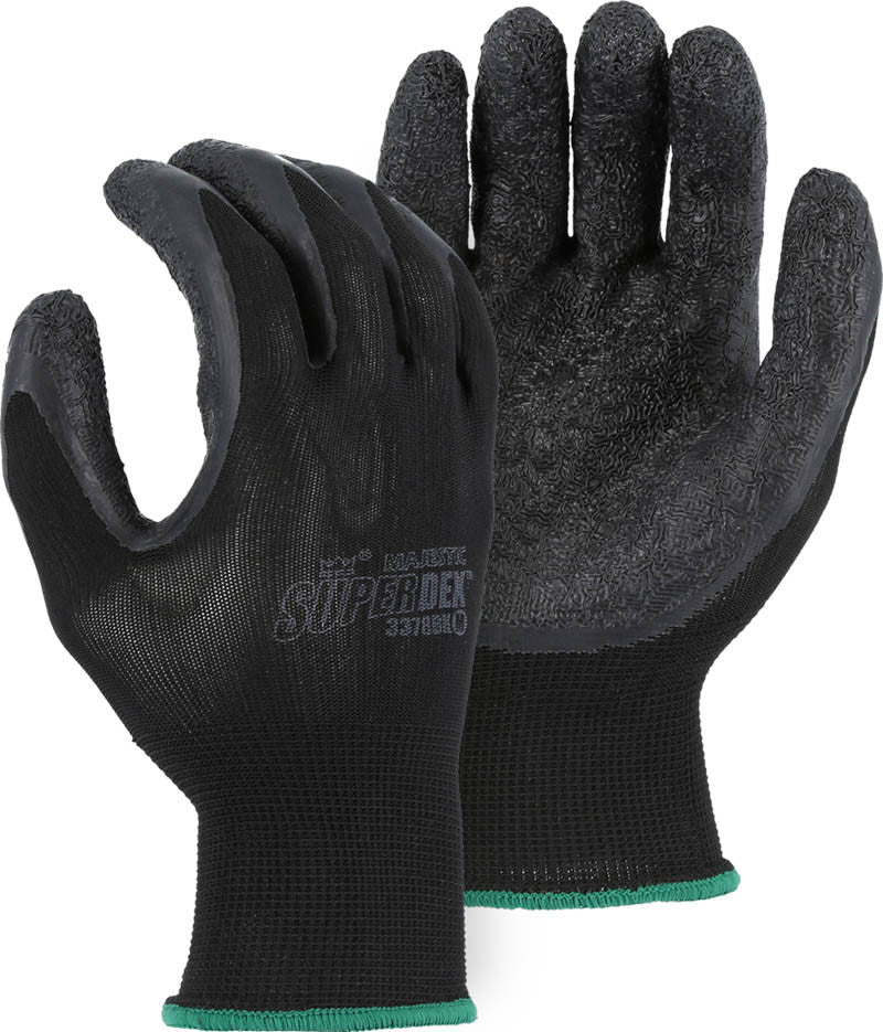 Majestic 3378BK Light Weight Superdex Latex Palm Dipped Glove on Nylon Liner Glove (One Dozen)