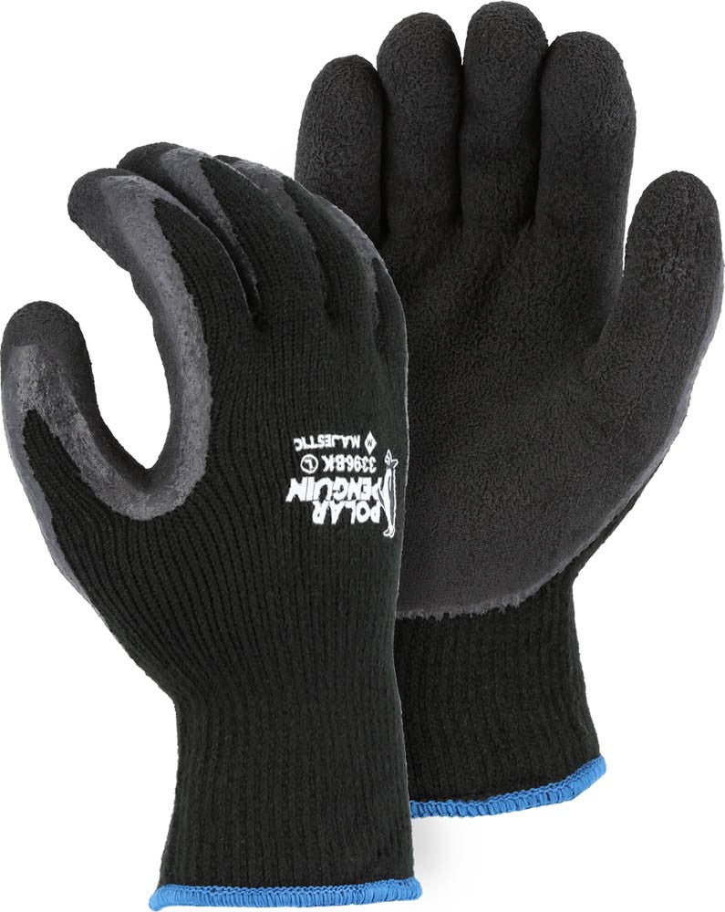 Majestic 3396BK Polar Penguin Winter Lined Napped Terry Glove with Foam Latex Dipped Palm (One Dozen)