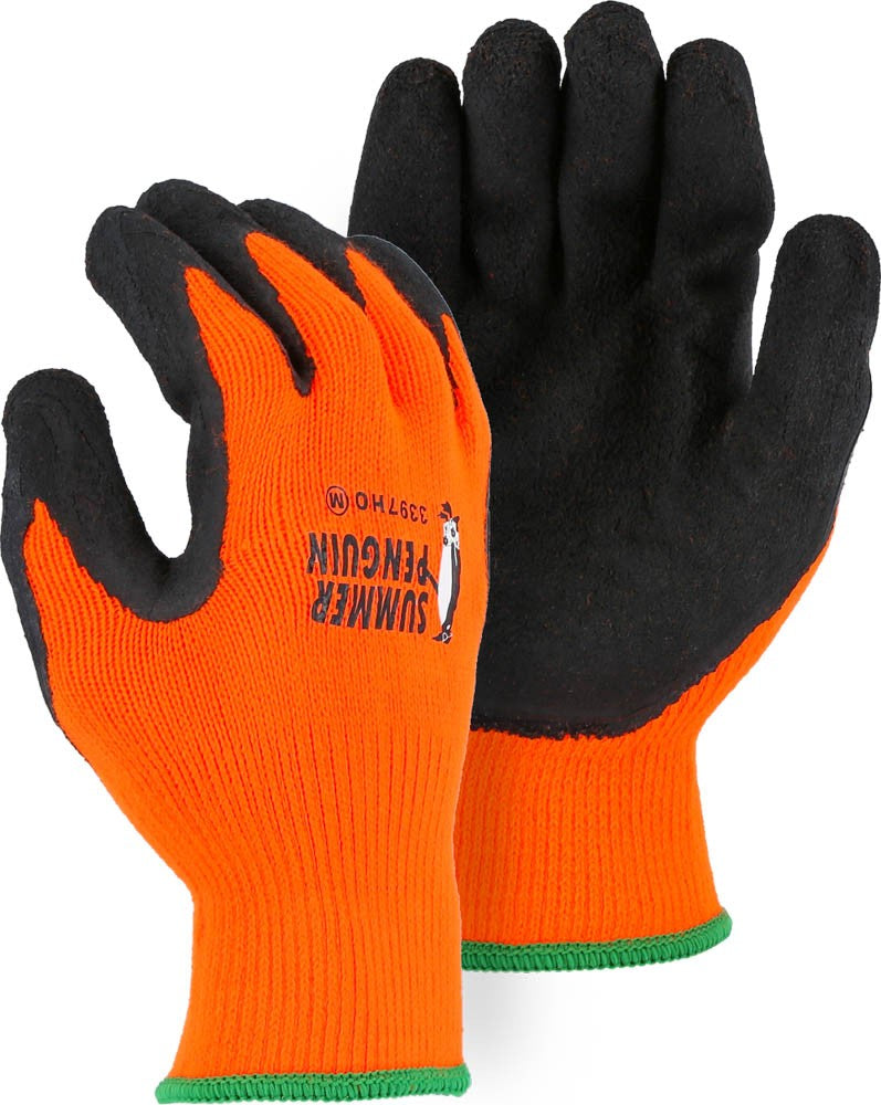 Majestic 3397HO Summer Penguin Glove with Latex Palm Coating on Hi-Vis Orange Knit Liner (One Dozen)