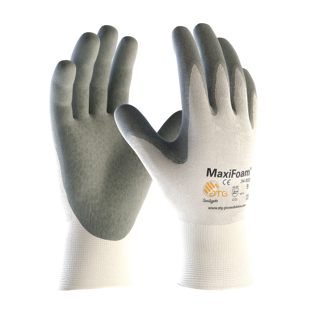 PIP 34-800 MaxiFoam Premium Seamless Knit Nylon Glove with Nitrile Coated Foam Grip on Palm and Fingers Gloves (One Dozen)